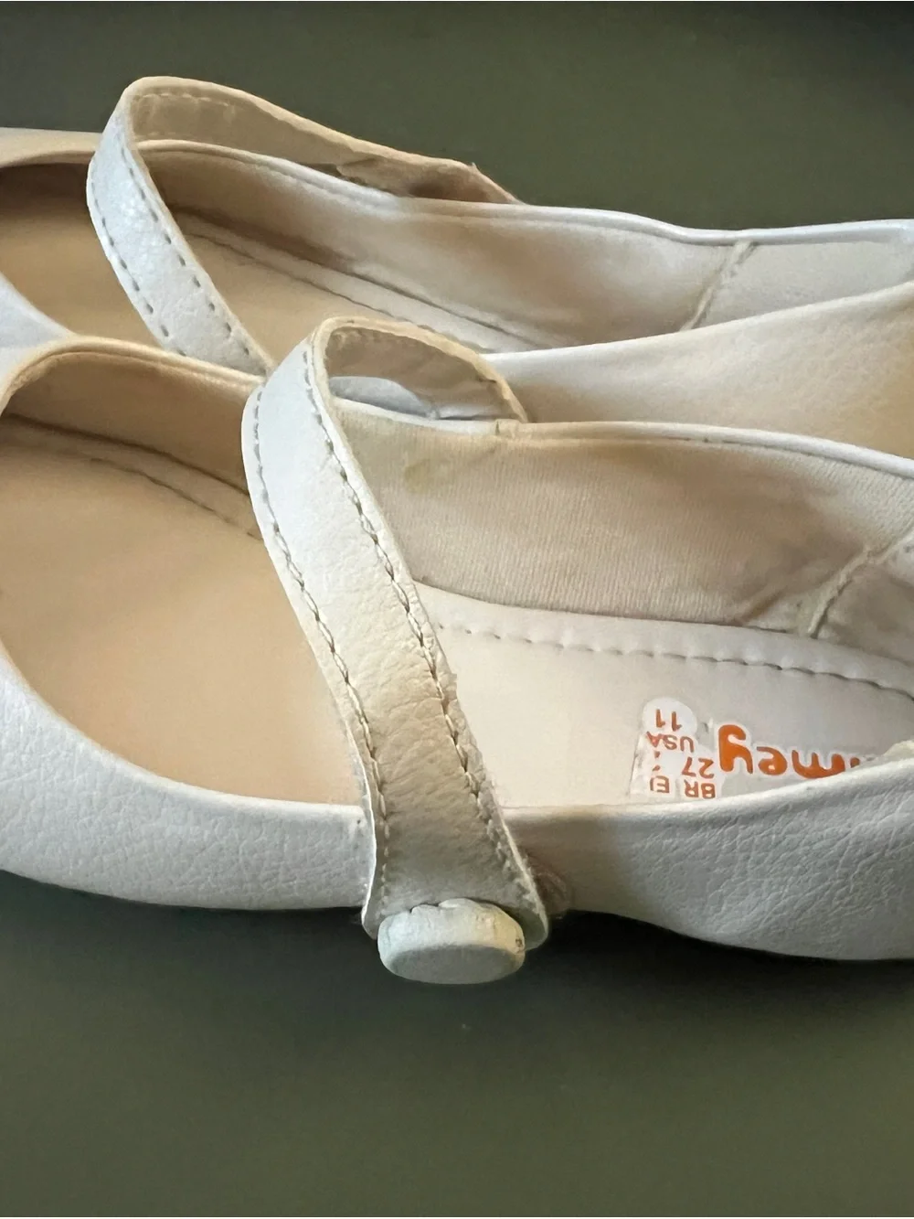 Girls' Cream Mary Jane Dress Shoes with Hook-and-Loop Strap